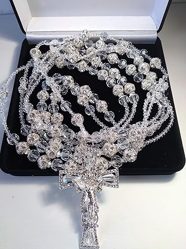 Miniatura 6 de Lazo de boda para boda de Cristal fino Combinado con bola de rhigestone de 0.630 in con Cristal Lasso Color Plata sin imagenes y Cruz católica.