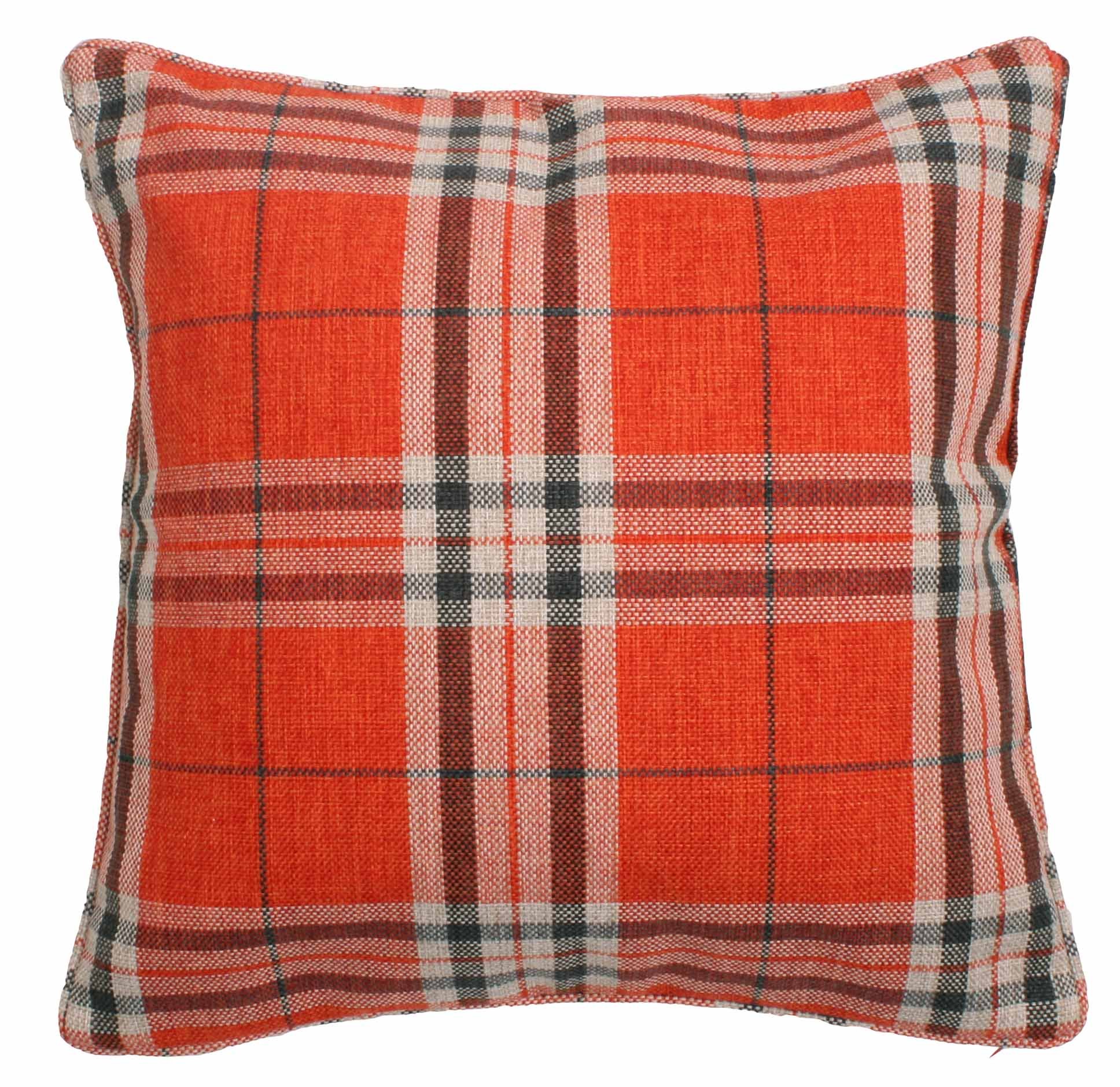 Intimates Luxury Orange Tartan Check Soft Touch Cushion Cover- Hugo Check Scatter Cover
