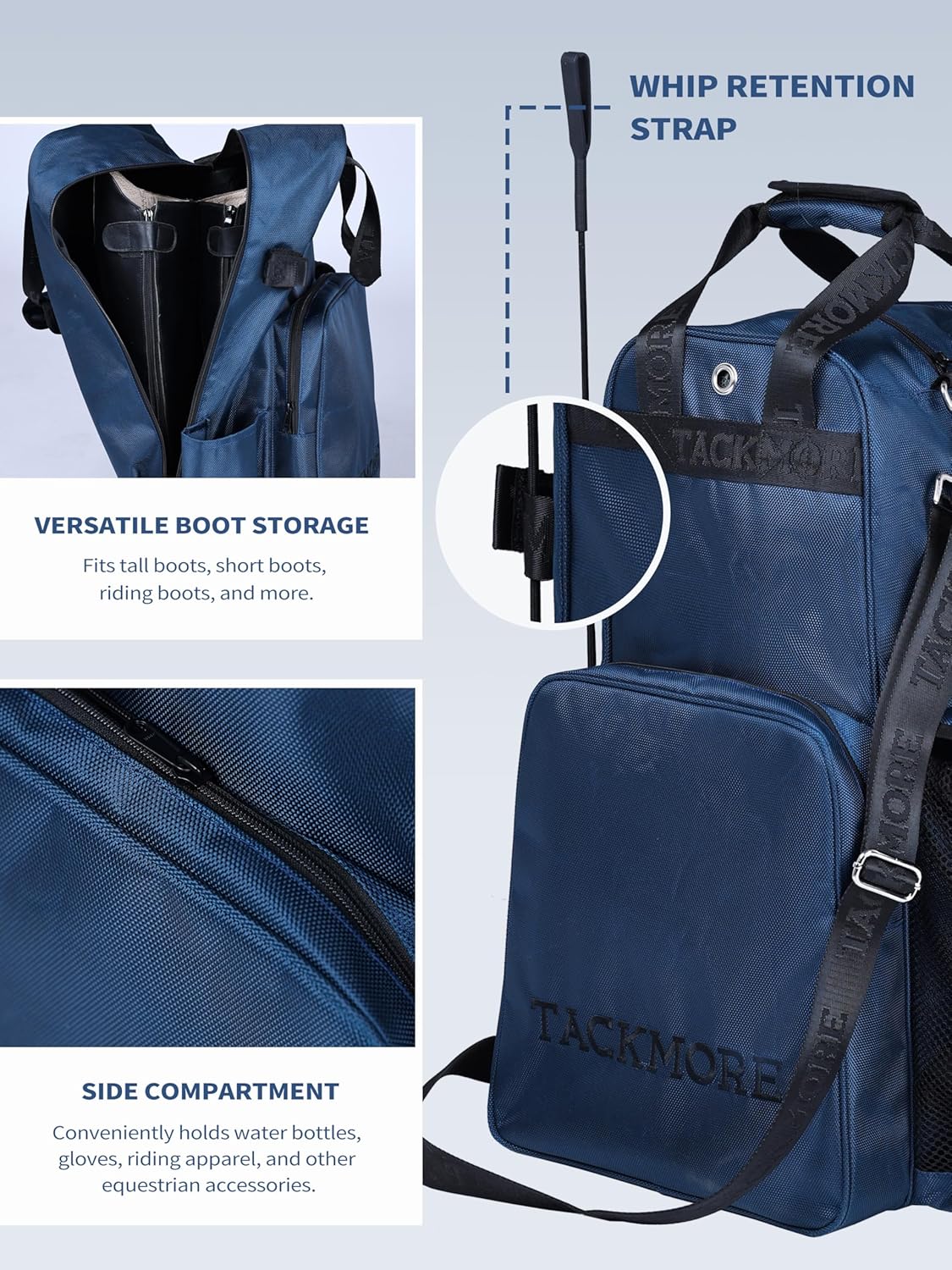 Tackmore Horse Riding Boot Carry Bag, Equestrian Boot Bag, Multi-Functional Storage Keep Rider's Gear & Accessories Secure