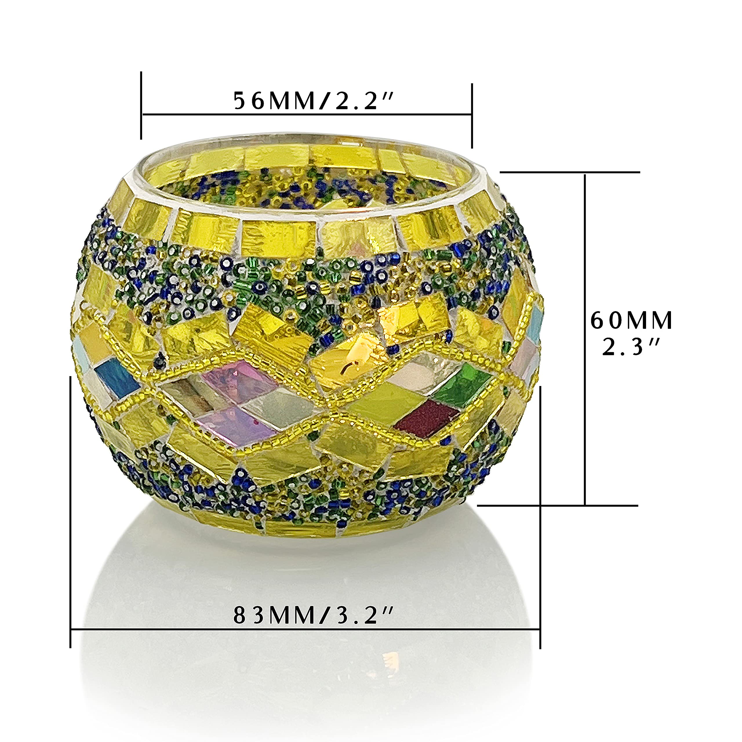 SHMILMH Glass Candle Holder Set of 4, Votive Candle Holders Handmade Mosaic Glass Tealight Holders Diwali Decorations for Home