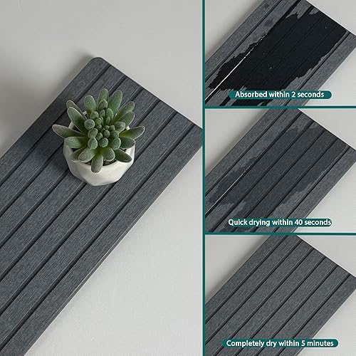 Miniatura 61 de 2 posavasos rectangulares de diatomita absorbentes de agua, diseño ranurado, piedra absorbente de agua utilizada para jabones de manos, plantas