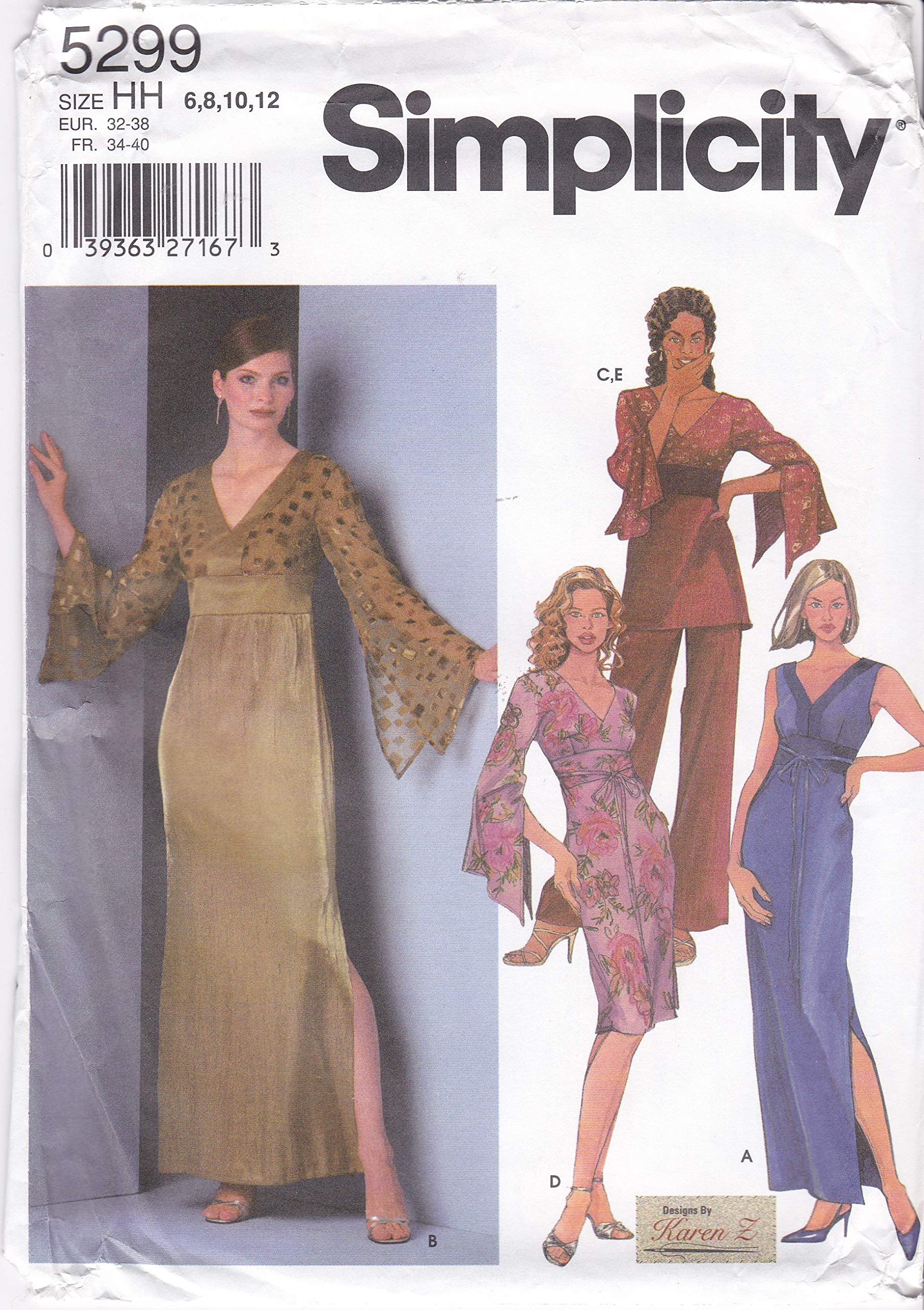 Patron robe col en V Simplicity 5299 pour ajuster vos tailles 34 à 40