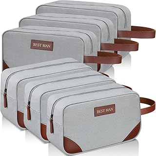 6 Set Groomsmen Gifts Men Toiletry Bags Men's Travel Shaving Kit Bag Bathroom Bag Water Resistant Toiletry Case for Wedding Groomsman Gift Travel Accessories