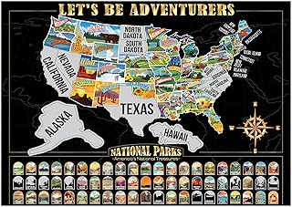 Sensemory ALL 63 US National Park Scratch Off Map, RV Map of States Visited, Best Gifts For People Who Travel, Travel Gifts For Men, White Elephant Gift For Adults