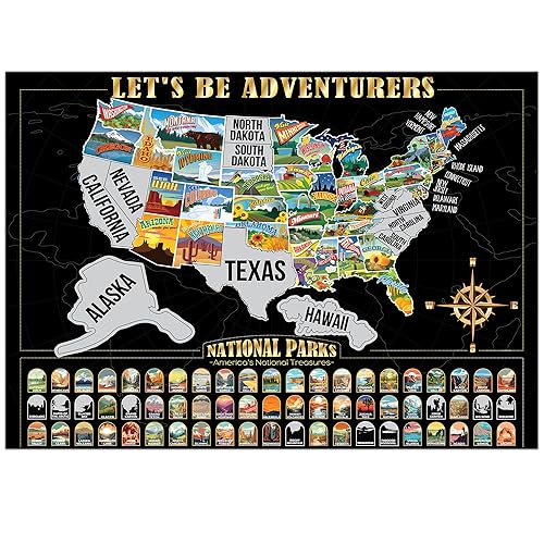 Sensemory ALL 63 US National Park Scratch Off Map, RV