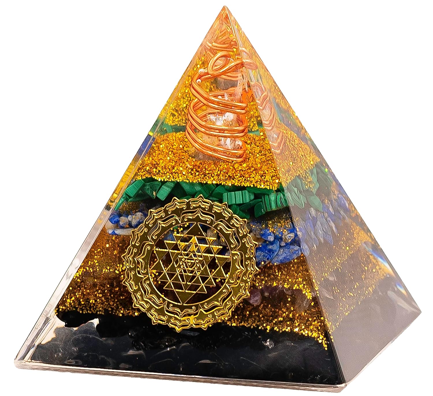 Tourmaline Orgone Pyramid Charged for Wealth, Happiness, and Good Fortune, Genuine Crystals and Healing Stones, Malachite, Lapis Lazuli, Amethyst, orgonite Chakra Pyramid...