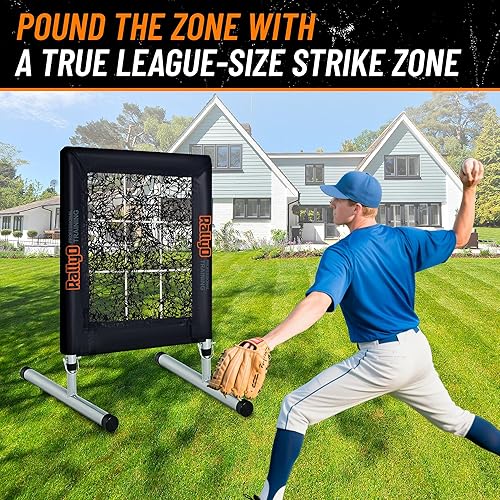 Miniatura 2 de Red de lanzamiento, Red de lanzamiento de 9 agujeros para béisbol y sóftbol con zona de golpeo, objetivo de lanzamiento ajustable con diseño de 9