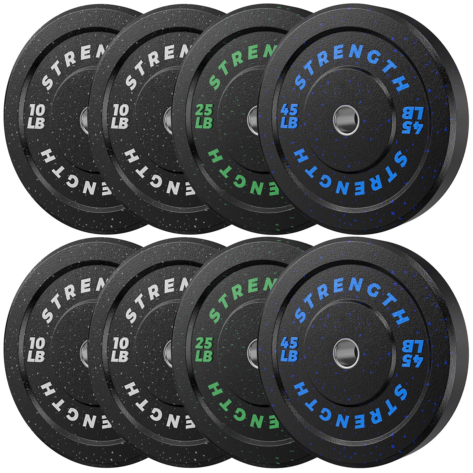 Pro-Grade 2" Olympic Bumper Plates Set, High-Bounce Colored Fleck-Rubber Weight Plates (±1curacy), Floor-Protective＆Noise-Reducing Barbell Weight Set for Home Gym, 100-260lb Strength Training Kit for Weight Lifting
