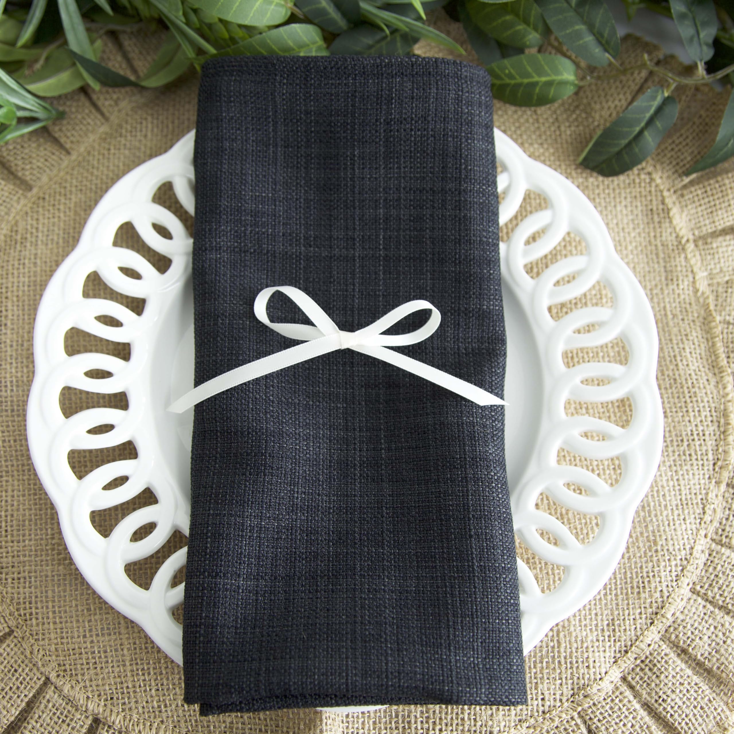 Decor Essentials Charcoal Linen Rustic Napkins Urbane Tableware Party Wedding Event Table Setting Decorations (Charcoal)