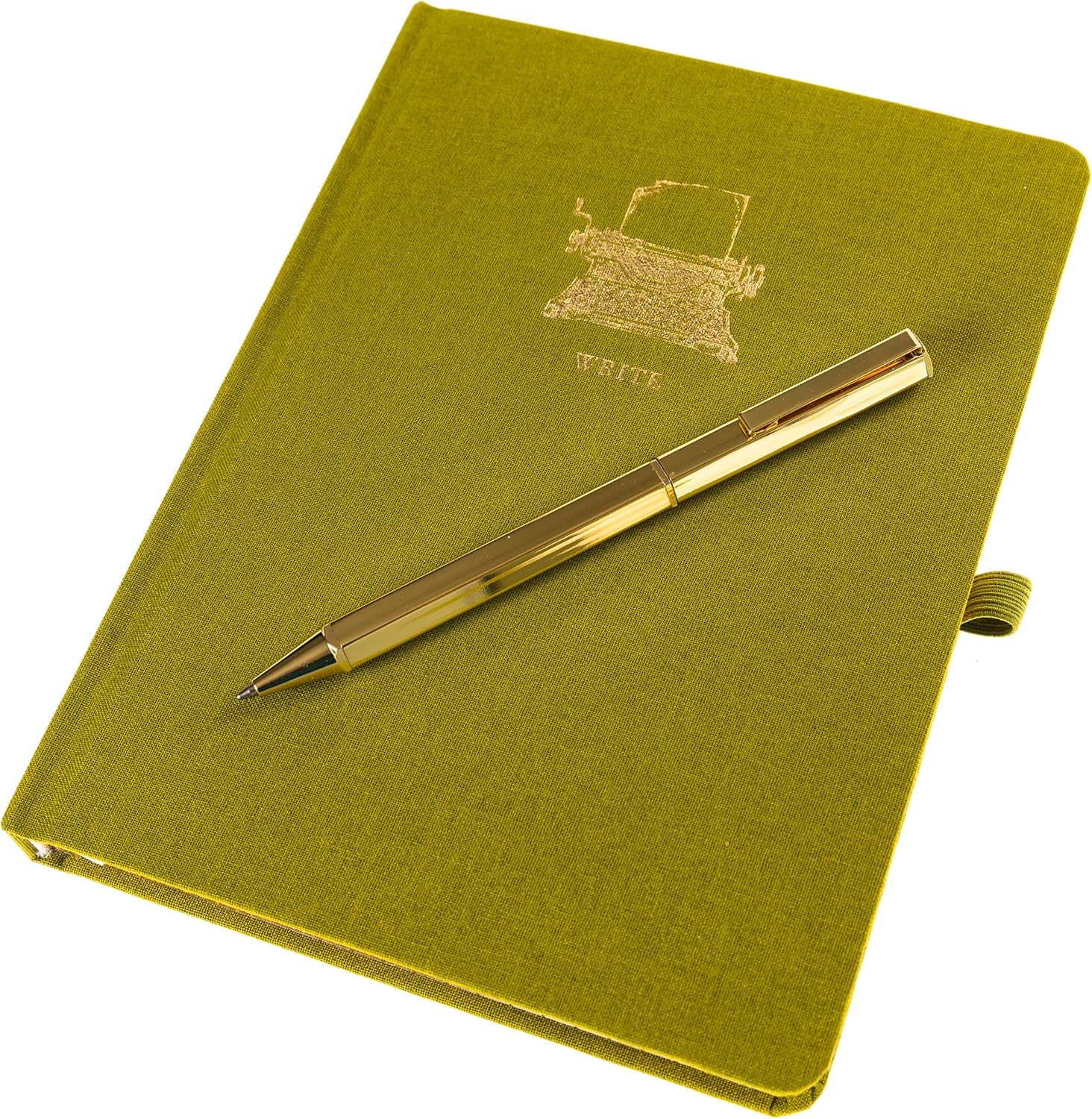 Graphique Typewriter Lined Journal Plus Pen Luxe Collection, Hardcover Diary Notebook for Writing, Gold Foil Embossing, 160 Pages, 6” x 8”