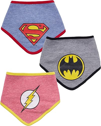 DC Comics - Conjunto de regalo de 3 baberos tipo bandana para bebés y niños, de 0 a 12 meses, Multi