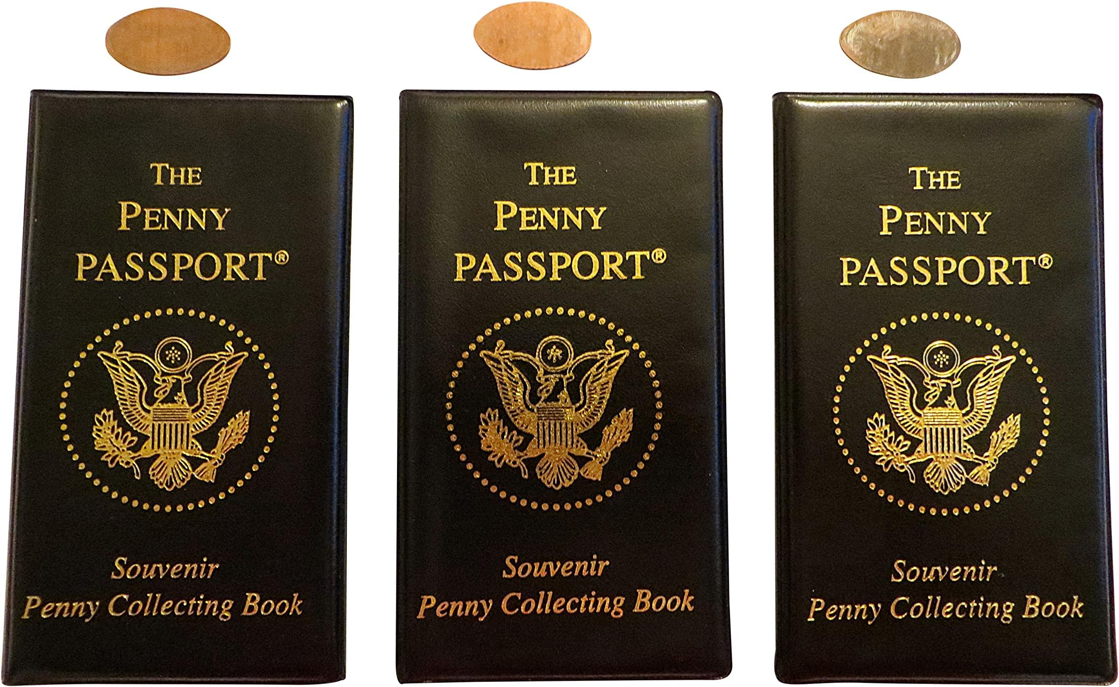 CTM Group Inc 3 Penny Passport Souvenir Elongated Coin Albums With Free Pressed Pennies