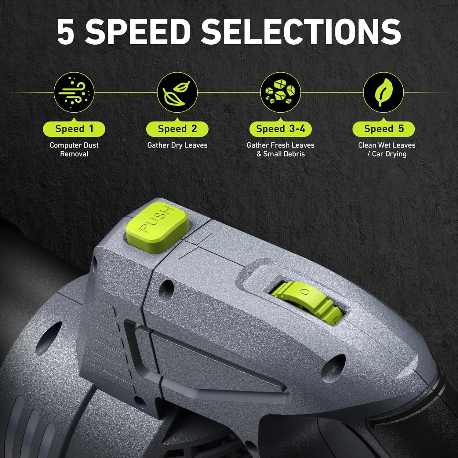 Leaf Blower Cordless, Swivel Head Design, 550 CFM Electric Blower w/2 Pcs 4.0 Ah Battery & Charger, Lightweight 3.7 Lbs Handheld Mini Leaf Blower, 5-Speed Blowers for Lawn Care Car Patio Yard