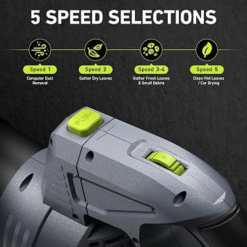Taskstar Leaf Blower Cordless, Swivel Head Design, 550 CFM Electric Blower w/2 Pcs 4.0 Ah Battery & Charger, Lightweight 3.7 Lbs Handheld Mini Leaf Blower, 5-Speed Blowers for Lawn Care Car Patio Yard