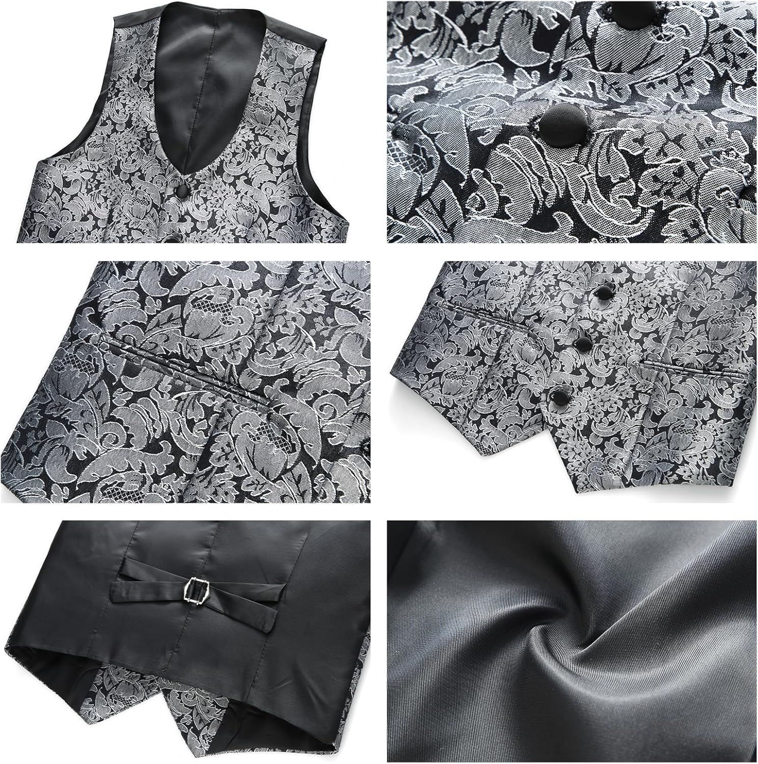 Lamgool Boys Suit 3 Pieces Slim Fit Tuxedo Formal Set with Floral Jacquard Jacket Pant Vest for Wedding Prom Party Size 4-16Y - Image 6