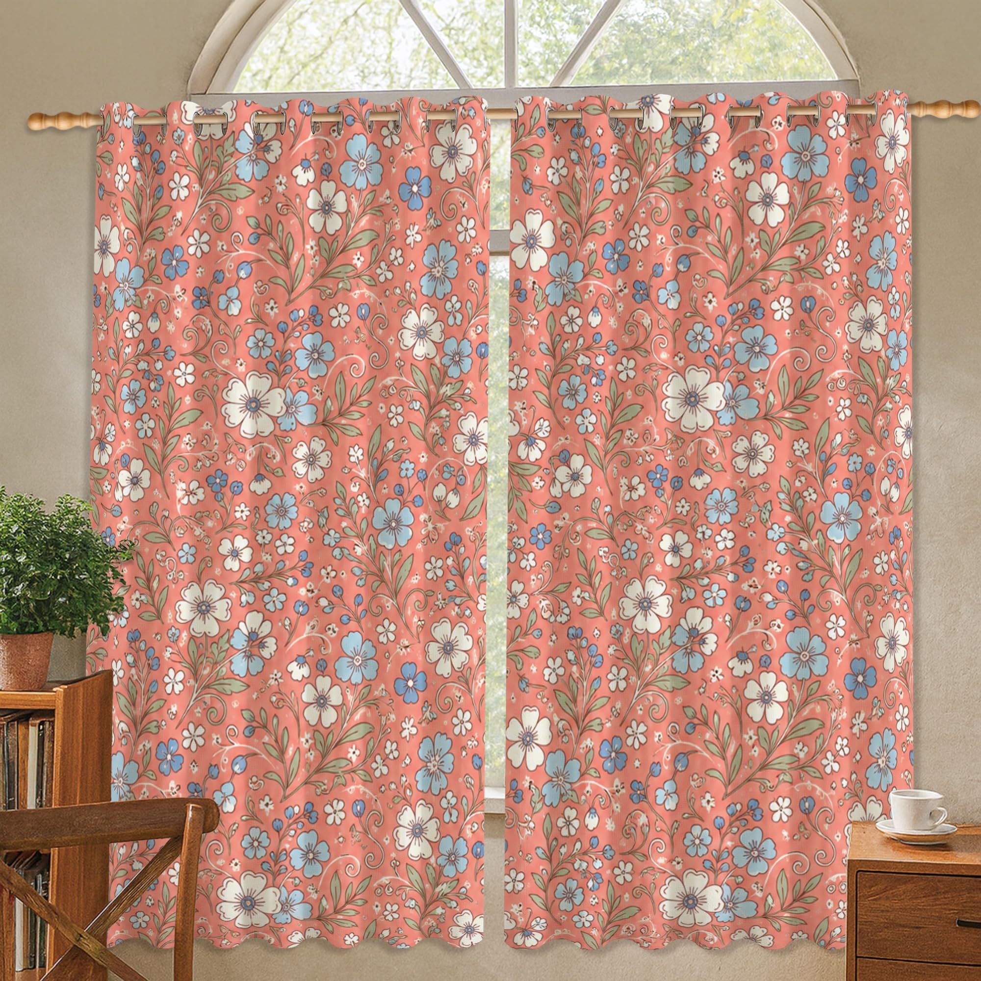 Rideaux occultants infroissables couleur corail pour assombrir la chambre et le salon