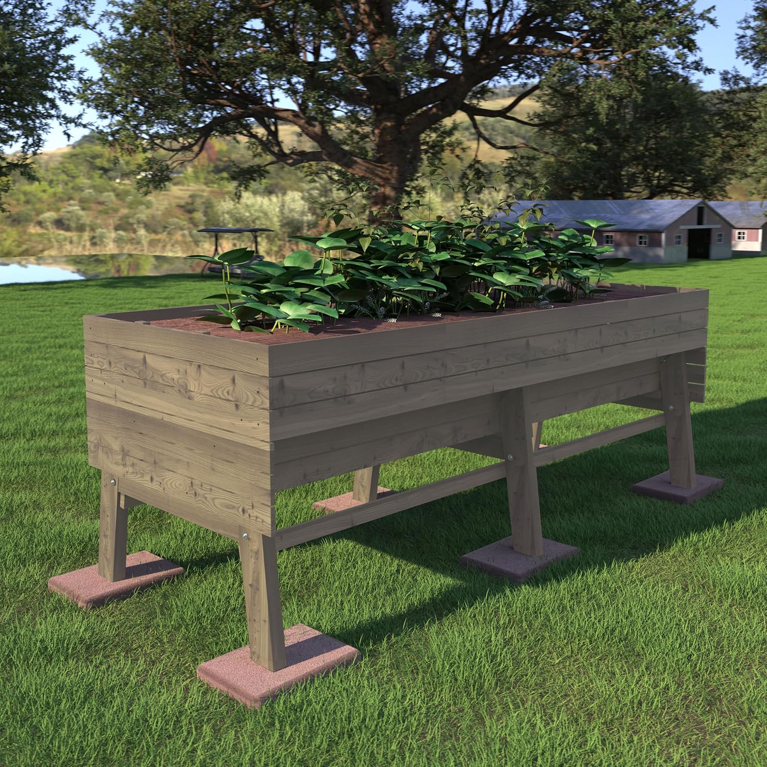 BlueWish 28.5" H Raised Garden Bed, Raised Garden Beds Outdoor with Detachable Liner, Elevated Planter Box Stand for Patio, Backyard, 6 Legs, 837lbs Capacity, Brown