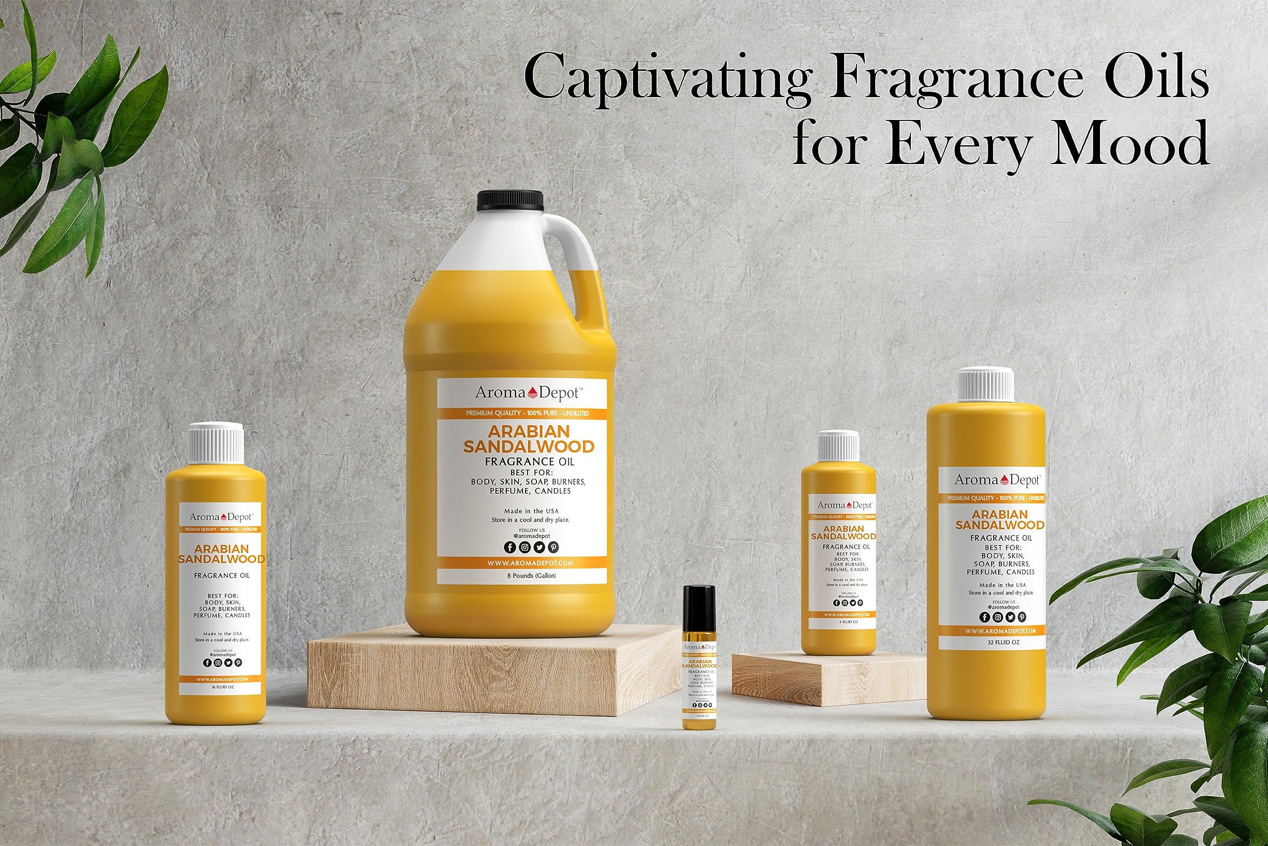 Aroma Depot 32oz. Arabian Sandalwood Fragrance Oil, Pure Uncut - for DIY Lotions, Soapmaking, Incense, Aromatherapy Diffusers