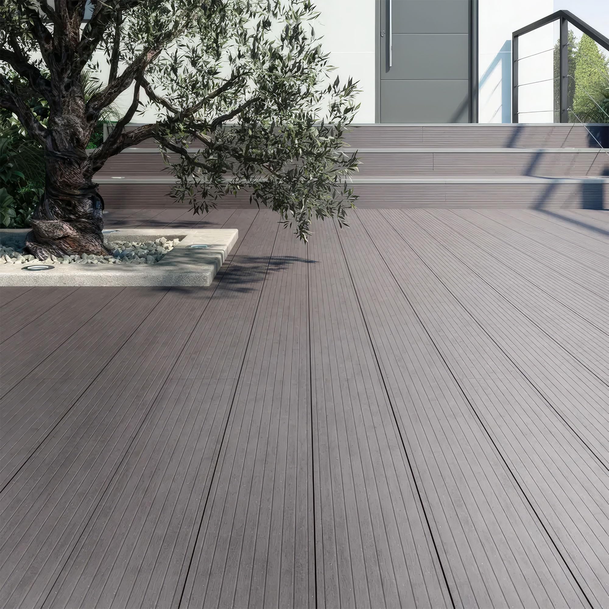 Frankystar Kaido - Set di 5 Doghe Pavimento da Esterno 150x75 cm per Giardino Patio Terrazza Pavimentazione in WPC Nero