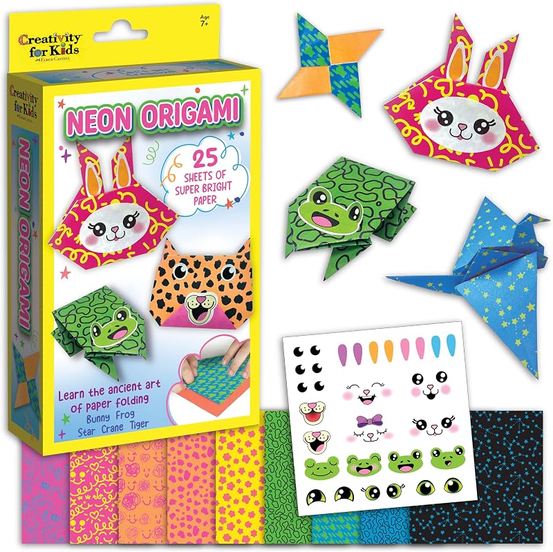 Creativity for Kids Neon Origami Mini Kit, 25 Papers (Ages 7+)