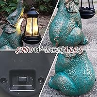 Vista 4 de JOYBEE - Estatuas de jardín de elefante con linterna solar para decoración al aire libre, figuras solares de elefante, decoraciones de luces