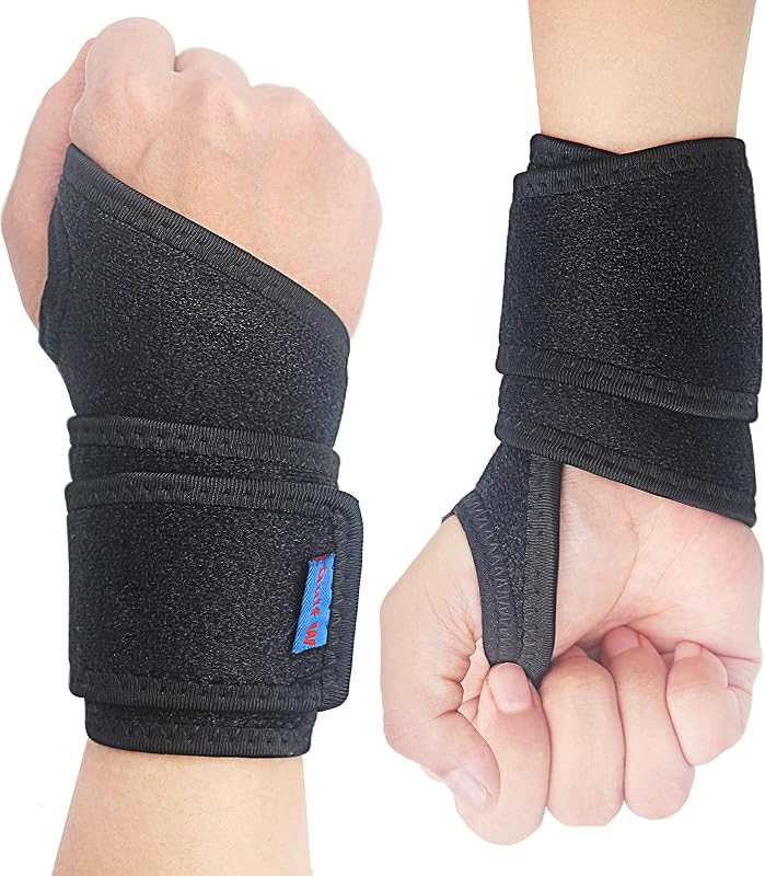 Paquete de 2 muñequeras profesionales, correa de muñeca ajustable, muñequera reversible para protección deportiva, alivio del dolor de tendinitis, túnel carpiano, artritis, recuperación de lesiones, derecha e izquierda (negro)