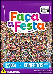 Faça a Festa – Granulado Colorido 500g | Crocante e Sabor Baunilha | Ideal para Decoração e Cobertura de Doces, Bolos e Sobremesas