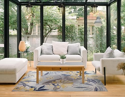 Miniatura 7 de Leick Home 595249 Song Floral - Alfombra rectangular para interiores y exteriores, 3 x 5 pies