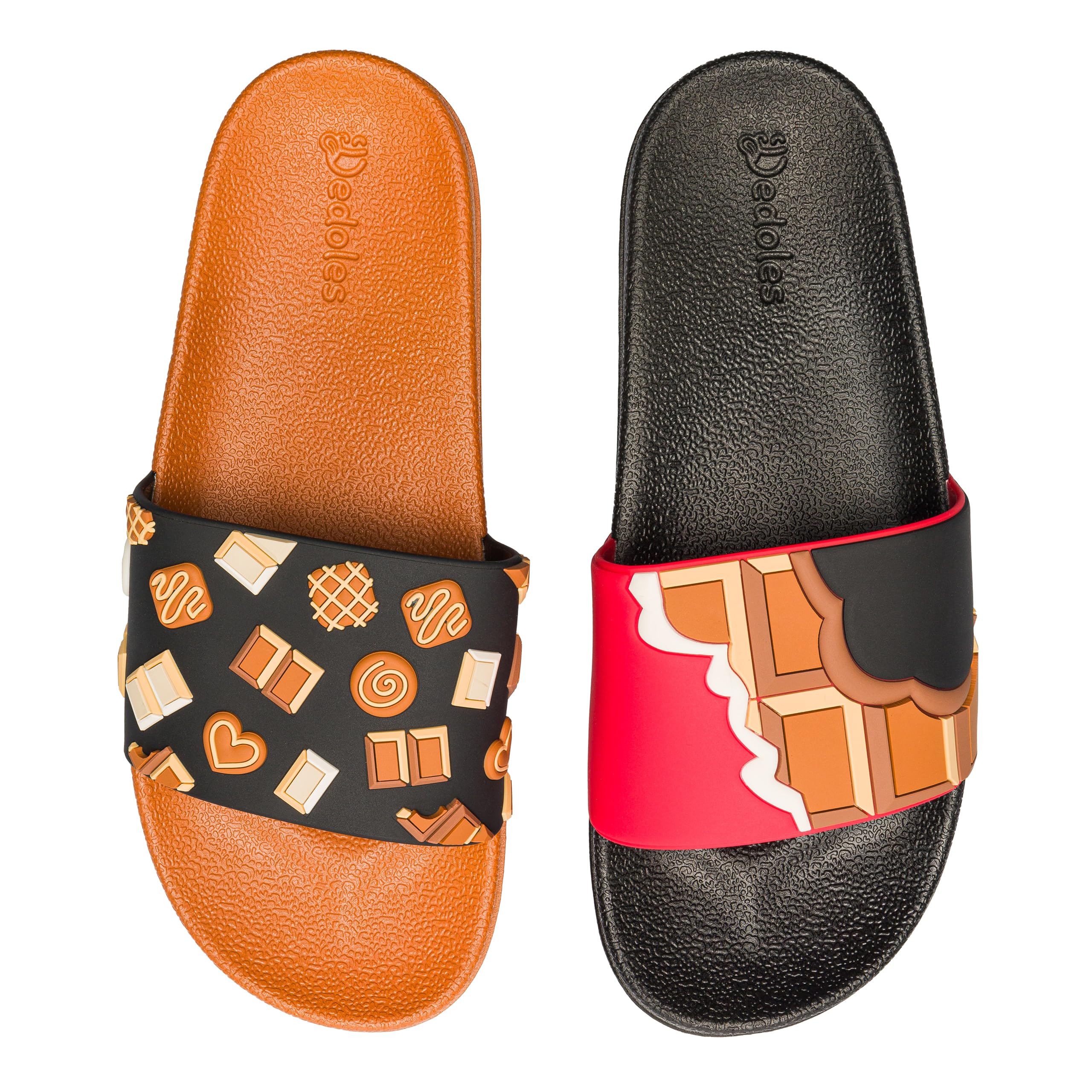 Dedoles Badeschuhe & Hausschuhe Damen Herren & Kinder Badesandalen lustige Designs Bücher Kaffee Party Pizza Fuchs Bär Lama Wolken Geschenk, Farbe: Schokoladenliebe, Gr.: 45 EU