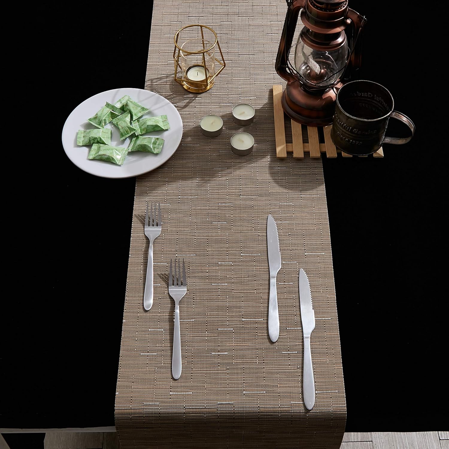 🔥 Flаѕh Sаlе DOLOPL Table Runner Khaki Table Runners 12×72 Non-Slip Easy to Clean Heat Resistant Farmhouse Modern Table Runner for Family Dinner Dining Kitchen Table Thanksgiving Christmas Table Runner