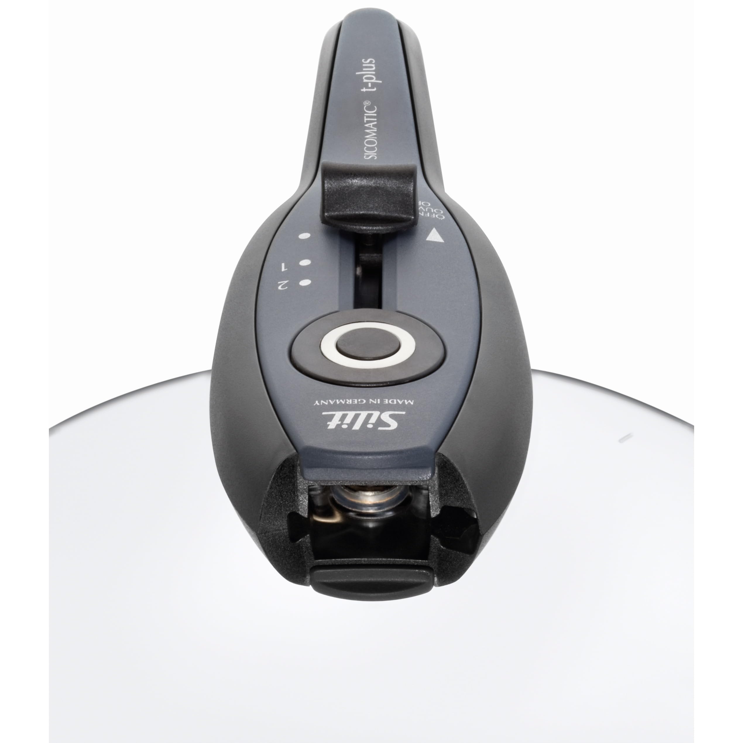 Silit Sicomatic t-plus Schnellkochtopf 2,5l, Schnelltopf 18 cm, Silargan Funktionskeramik, Induktion, 3 Kochstufen, Einhand-Drehregler, schwarz