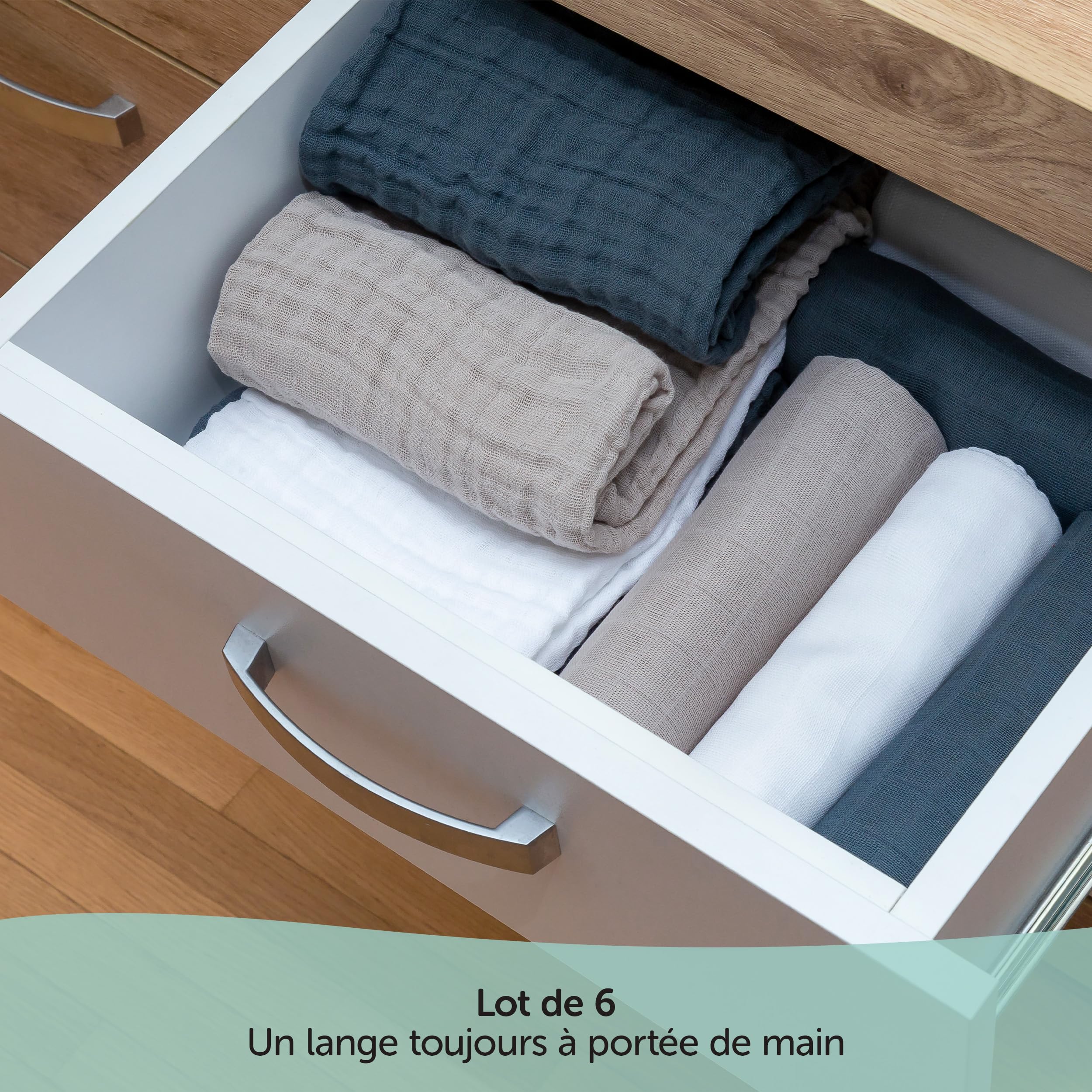 MAKIAN - Lange Bebe (Lot 6 Pièces), 80x80 cm, en 100% Coton Doux, Qualité Supérieur, Certifié Oeko-Tex Standard - Double Gaze, Résistante, Lavable - Greige, Graphite, Blanc