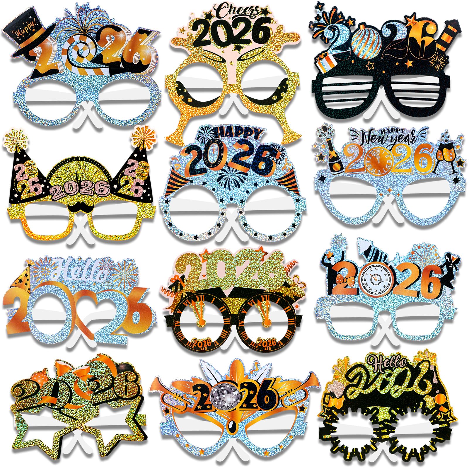 DPKOW 78 stuks glitter 2026 nieuwjaarsfeest accessoires cadeautjes