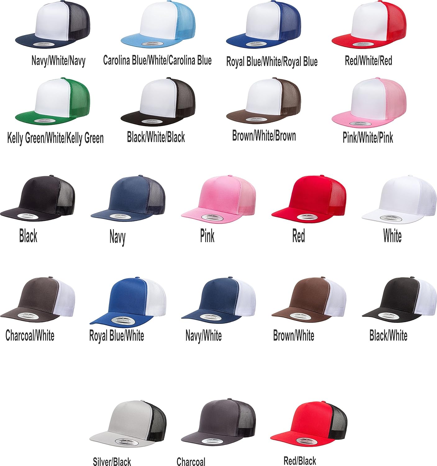 Custom Trucker Flatbill Hat YP 6006 Embroidered Your Text Snapback - Image 3