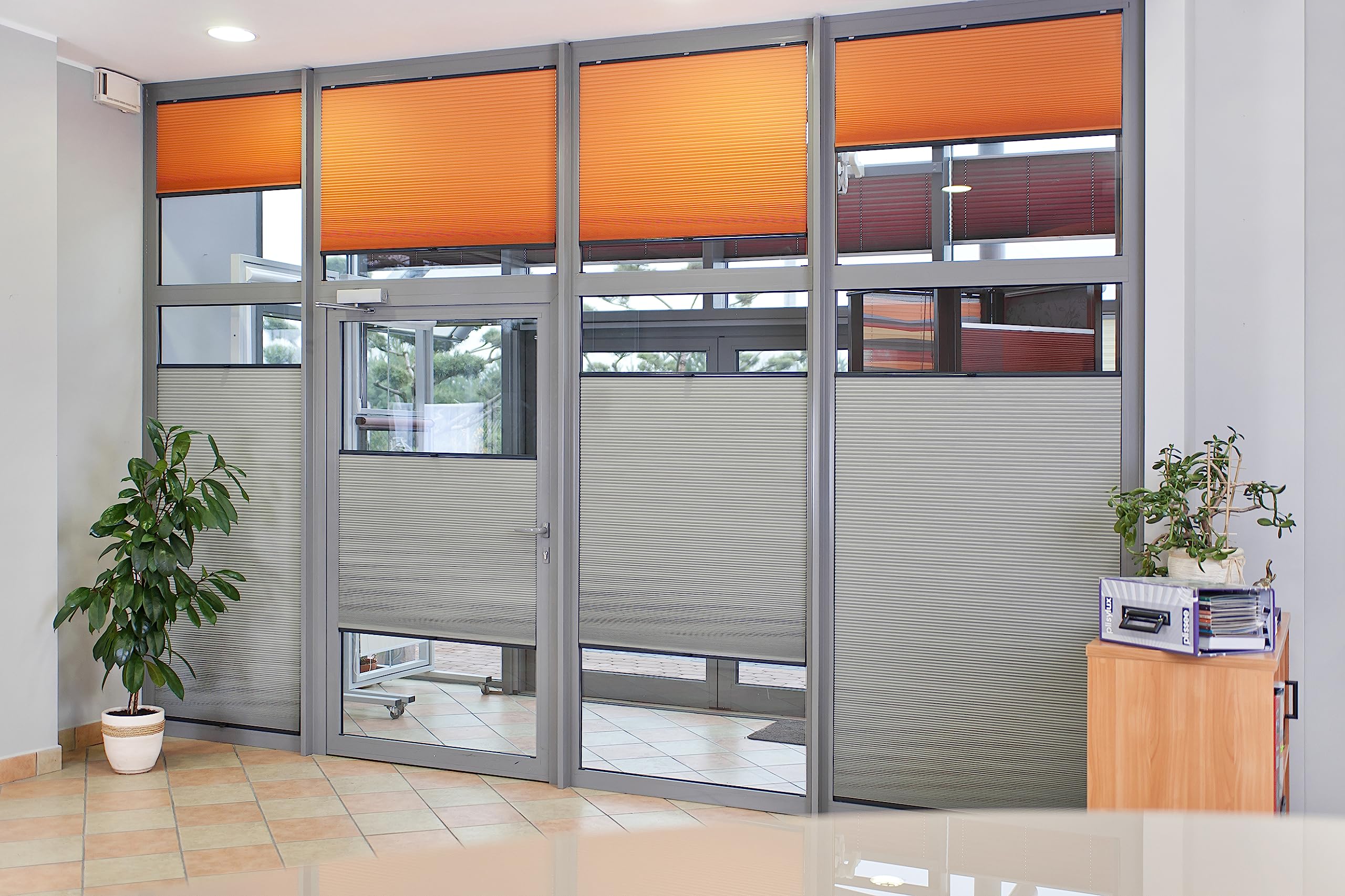 Plissee Thermorollo Faltrollo nach Maß Breite 120-160 cm Höhe 120-219 cm 24 Farben Rollo für Fenster und Tür mit Bohren Fensterjalousien guter Sichtschutz und Sonnenschutz mit Farbmuster