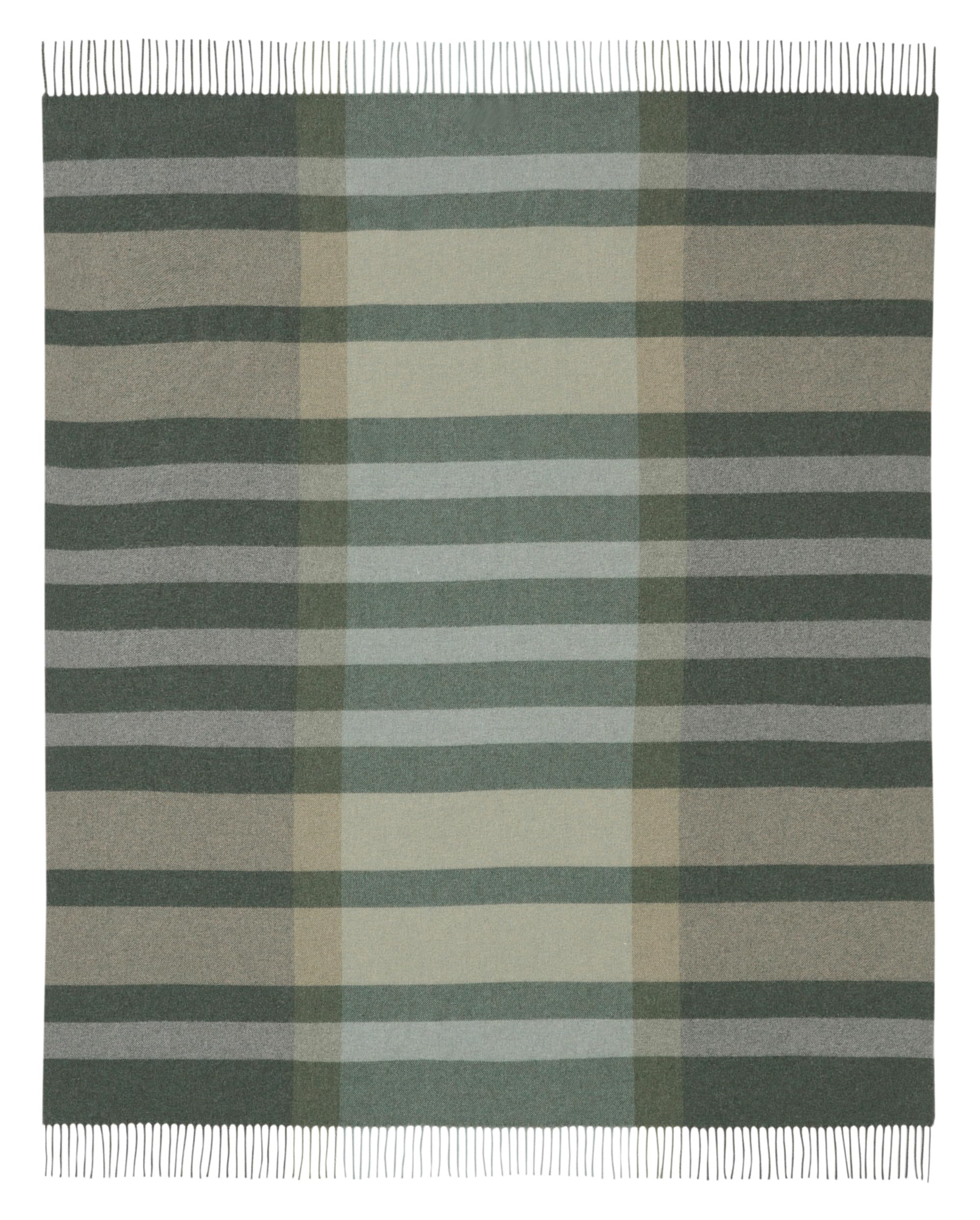 biederlack Plaid mit Fransen Charming Farbe Moss Größe 150 x 200