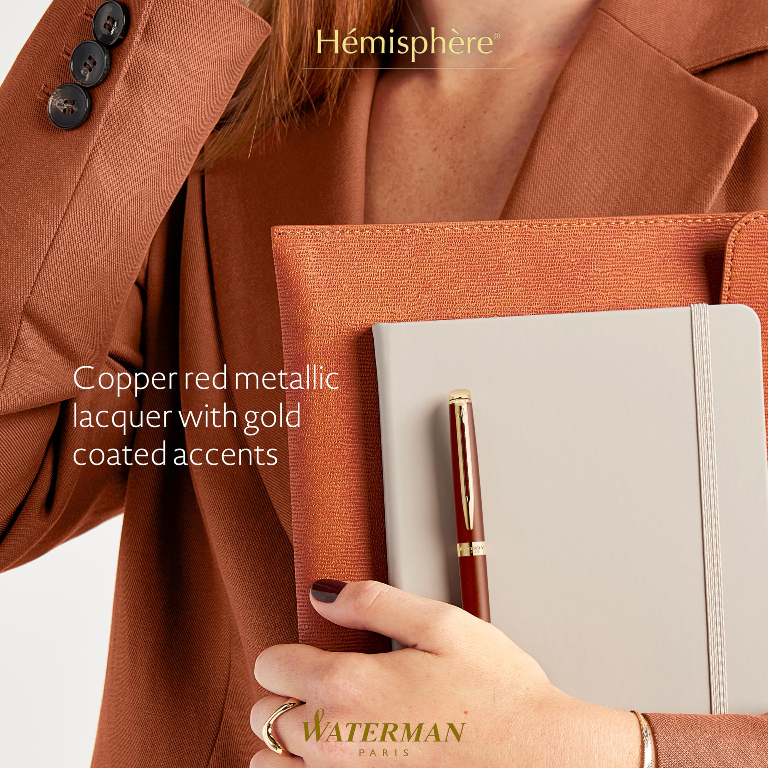 Waterman Hémisphère Penna stilografica | The Understated Edit | Rosso rame | punta sottile in acciaio inossidabile | Inchiostro blu | confezione regalo