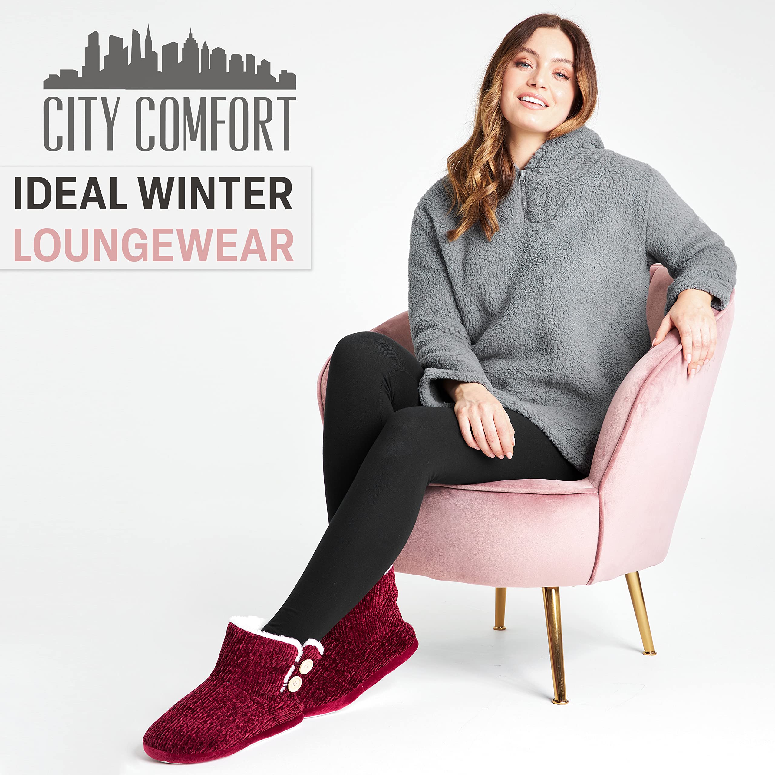 CityComfort Felpa Donna - Felpa Pelosa in Pile Sherpa S-XL