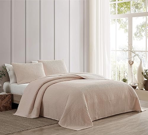 Miniatura 3 de Beatrice Home Fashions Colcha de chenilla Canal, King, color rubor