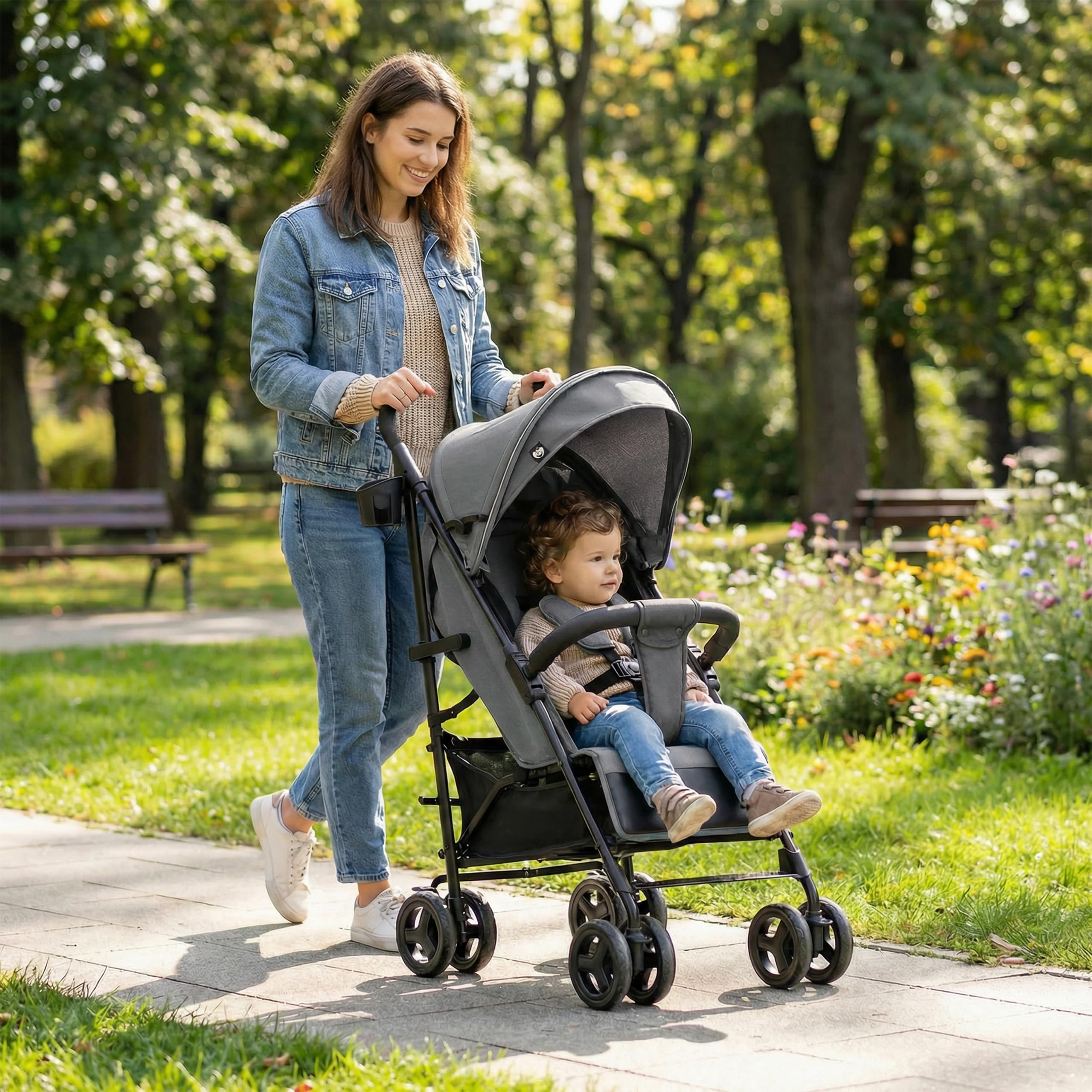 Tulano Davos 35 | wózek dziecięcy Buggy od 6 miesięcy do 4 lat | koła PU | daszek XXL | 5-punktowy pasek | składany | śpiworek na nogi, moskitiera, uchwyt na napoje | EN 1888 | do 22 kg