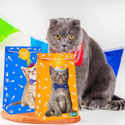 Miniatura 5 de Bolsas de regalo para gatos, bolsas de regalo de papel para gatitos, bolsas de golosinas para niños, cumpleaños, adopción, temática de gato,