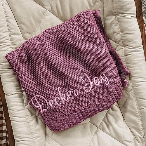 Nombre bordado personalizado de lujo, manta de bebé de punto de algodón suave, regalos personalizados de manta de punto para bebé, regalo de bebé