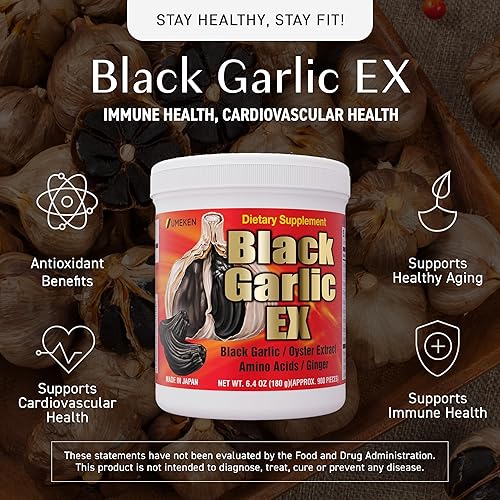 Miniatura 2 de Umeken Black Garlic EX, concentrado fermentado con vitamina B, alicina, aminoácido, suplemento de ajo negro fermentado, extracto de ostras,