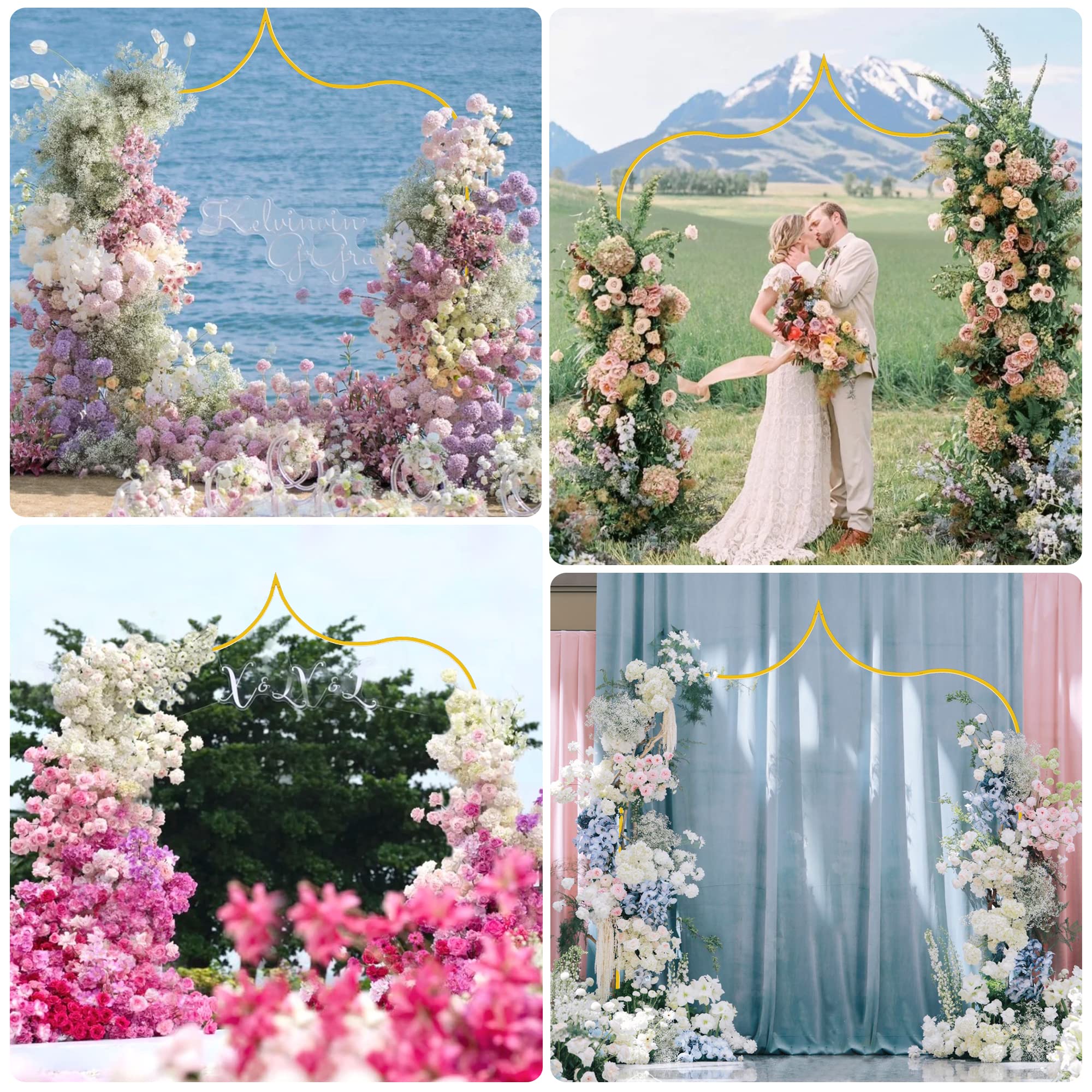 Mugiden Square Wedding Arch Backdrop Stand 8.2FT Metal Wedding Arches for Ceremony Square Balloon Arch Frame Stand Garden for Wedding Anniversary Birthday Party Photo Booth Background Decoration