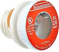 Bussmann SL-20 20A Time Delay Rejection Base Plug Fuses, 125V UL Listed 4-Pack for Motor Protection