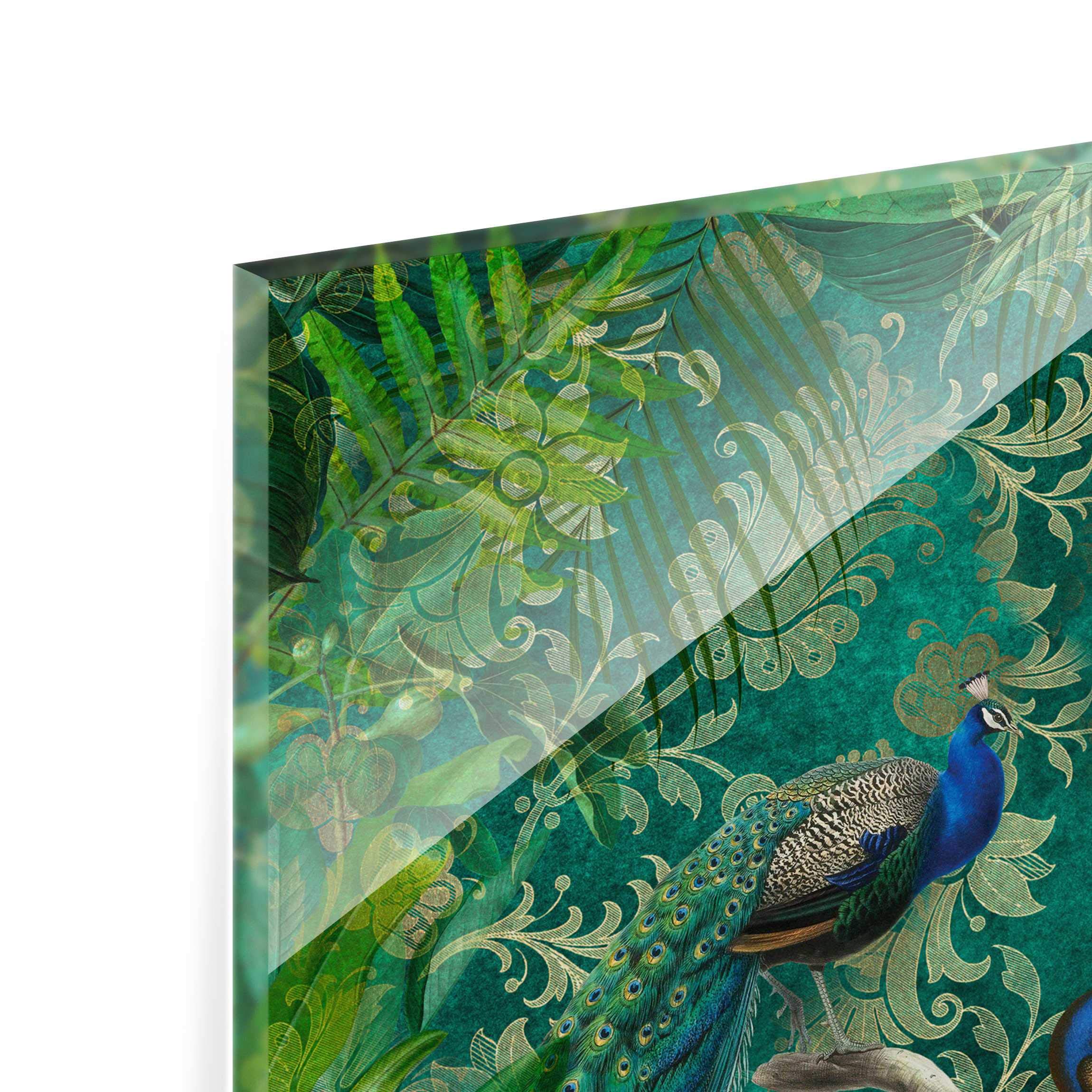 Fond de hotte avec support épaisseur 4mm animaux crédence cuisine plantes verre trempé panneau mural vert crédence en verre style vintage cuisine 5405 (60x59cm)