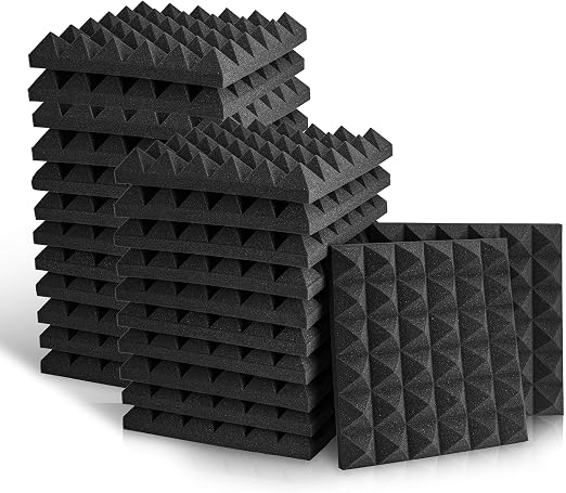 Pannelli Fonoassorbenti In Schiuma Piramidale 24 Pezzi, 5,1x30,5x30,5 Cm, Per Studio Di Registrazione, Home Theatre E Ufficio, Riducono Eco E Riverbero