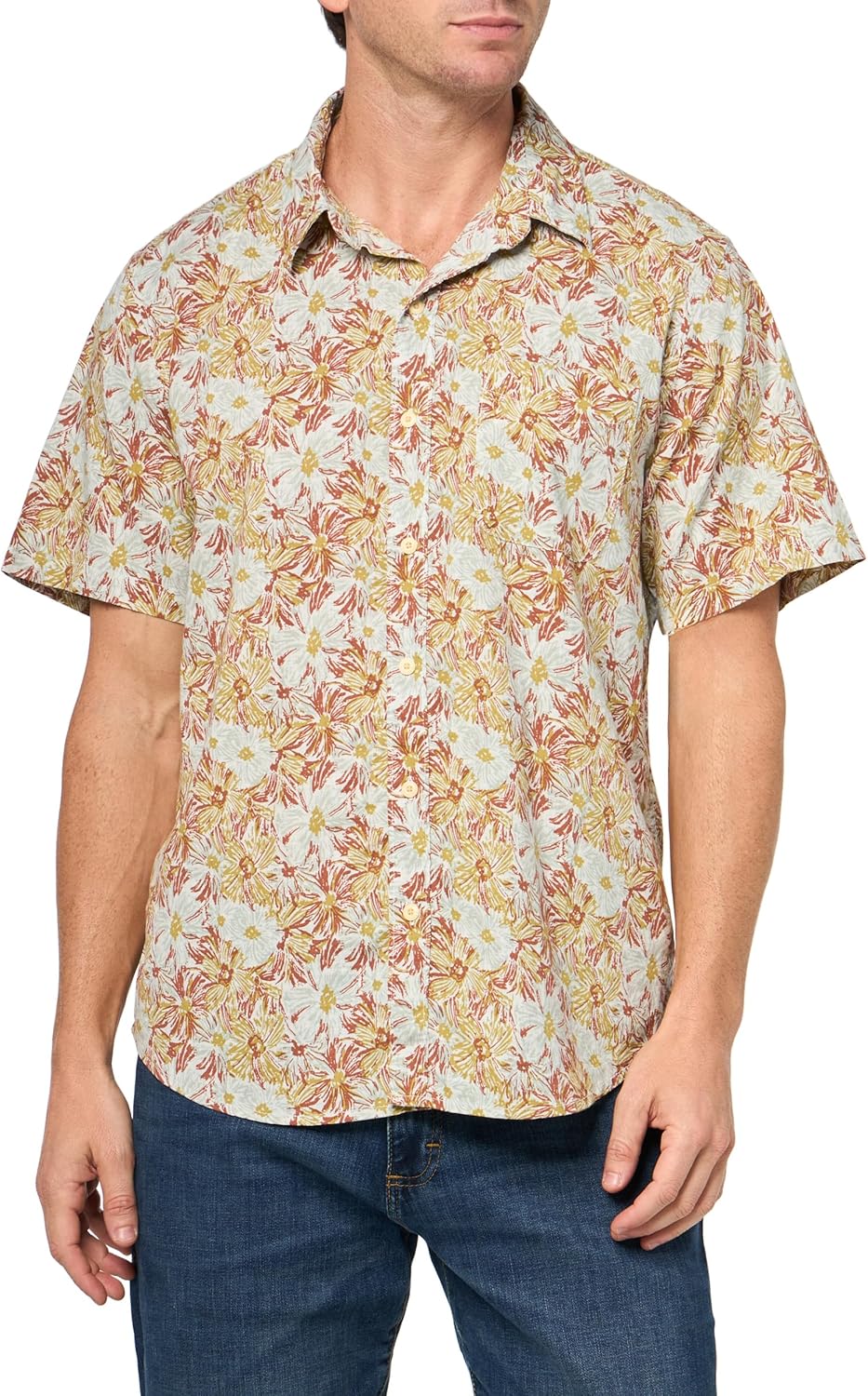 Lucky Brand Men's Short Sleeve Printed 1 Pocket Shirt