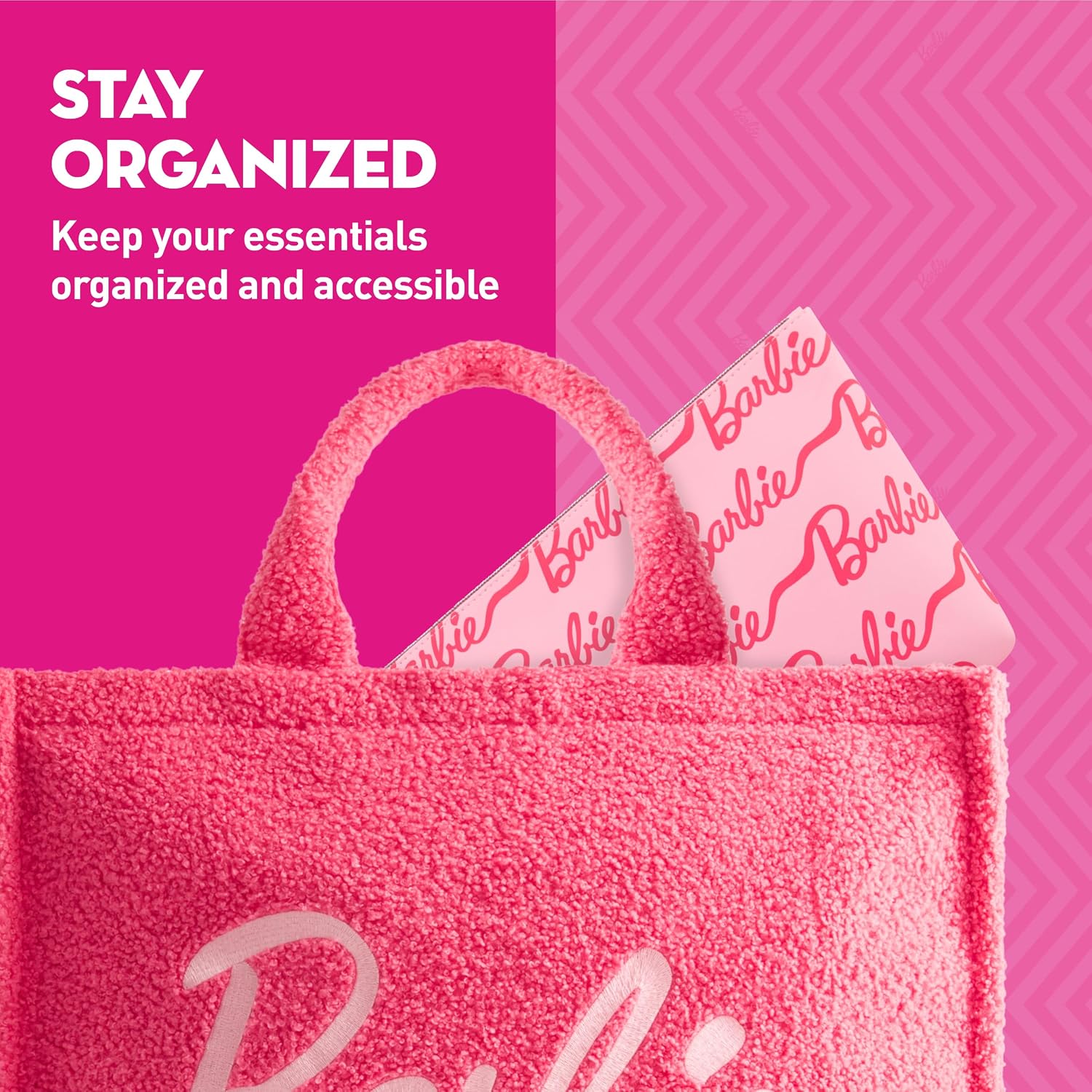 Barbie Women's Makeup Bag, Small Travel Cosmetic Zipper Pouch Organizer