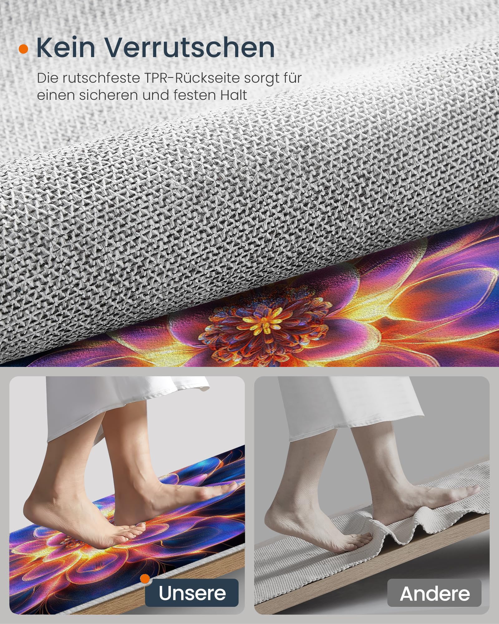 Tapis Rond 100cm, Microfibre Douce Tapis Circulaire Fantastique Art, Moquette Salon Chambre, Imprimés Brillant Mandala Antidérapant Lavable Moquette de Décoration, Bleu Violet